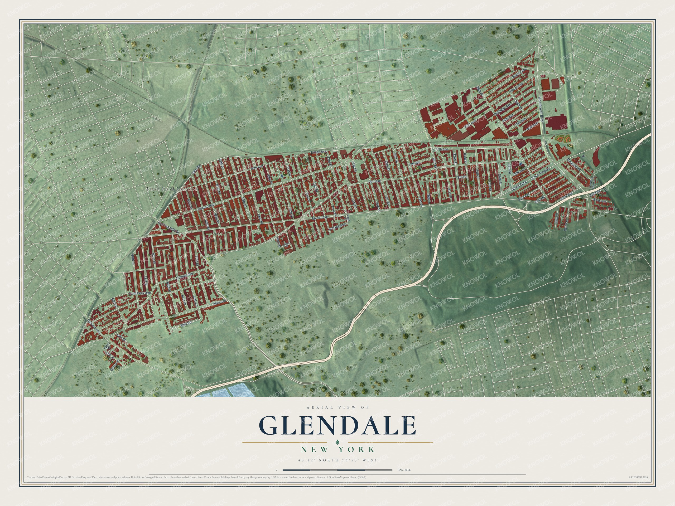 Watermarked full-map preview of Glendale, New York