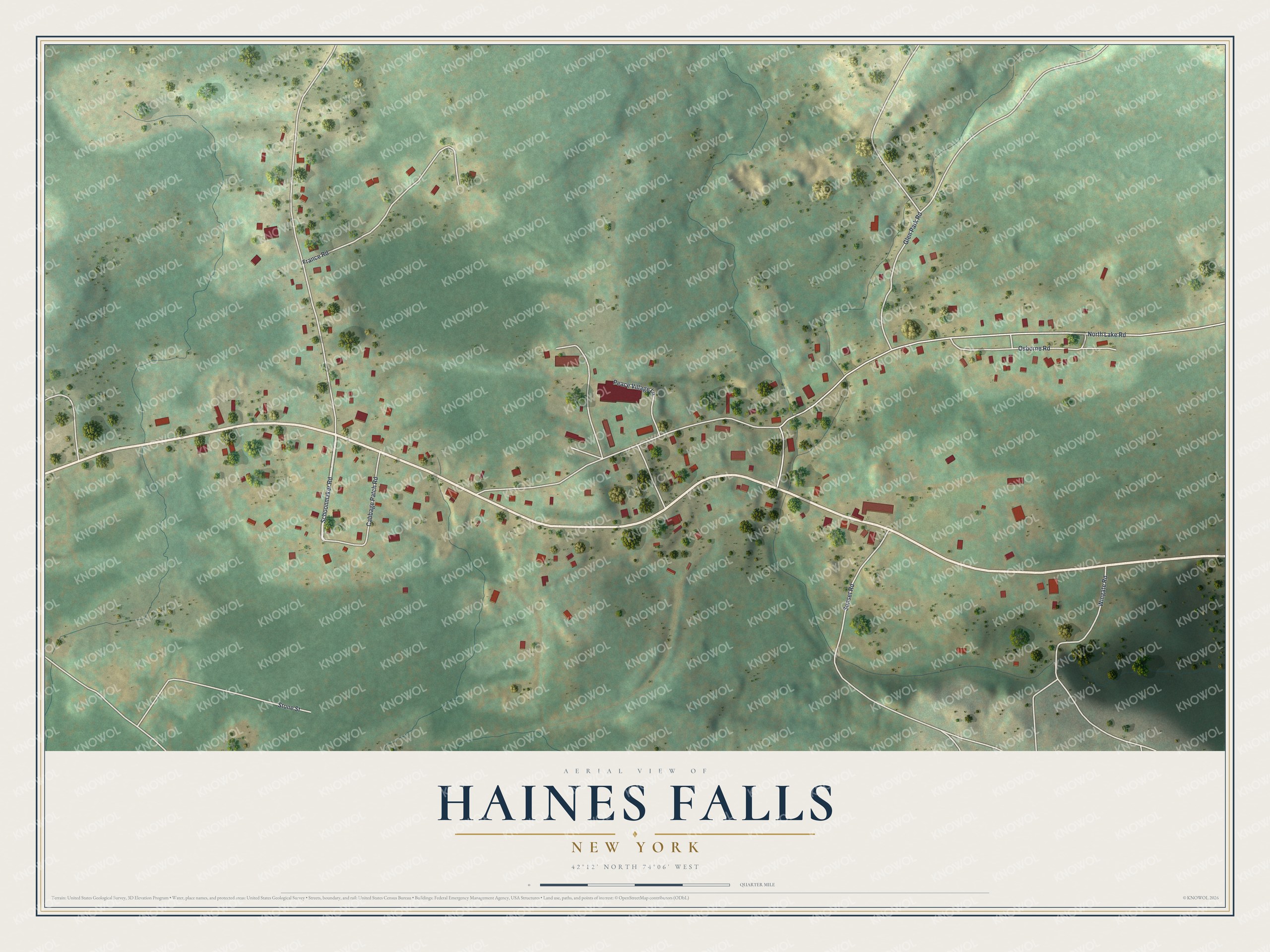 Watermarked full-map preview of Haines Falls, New York