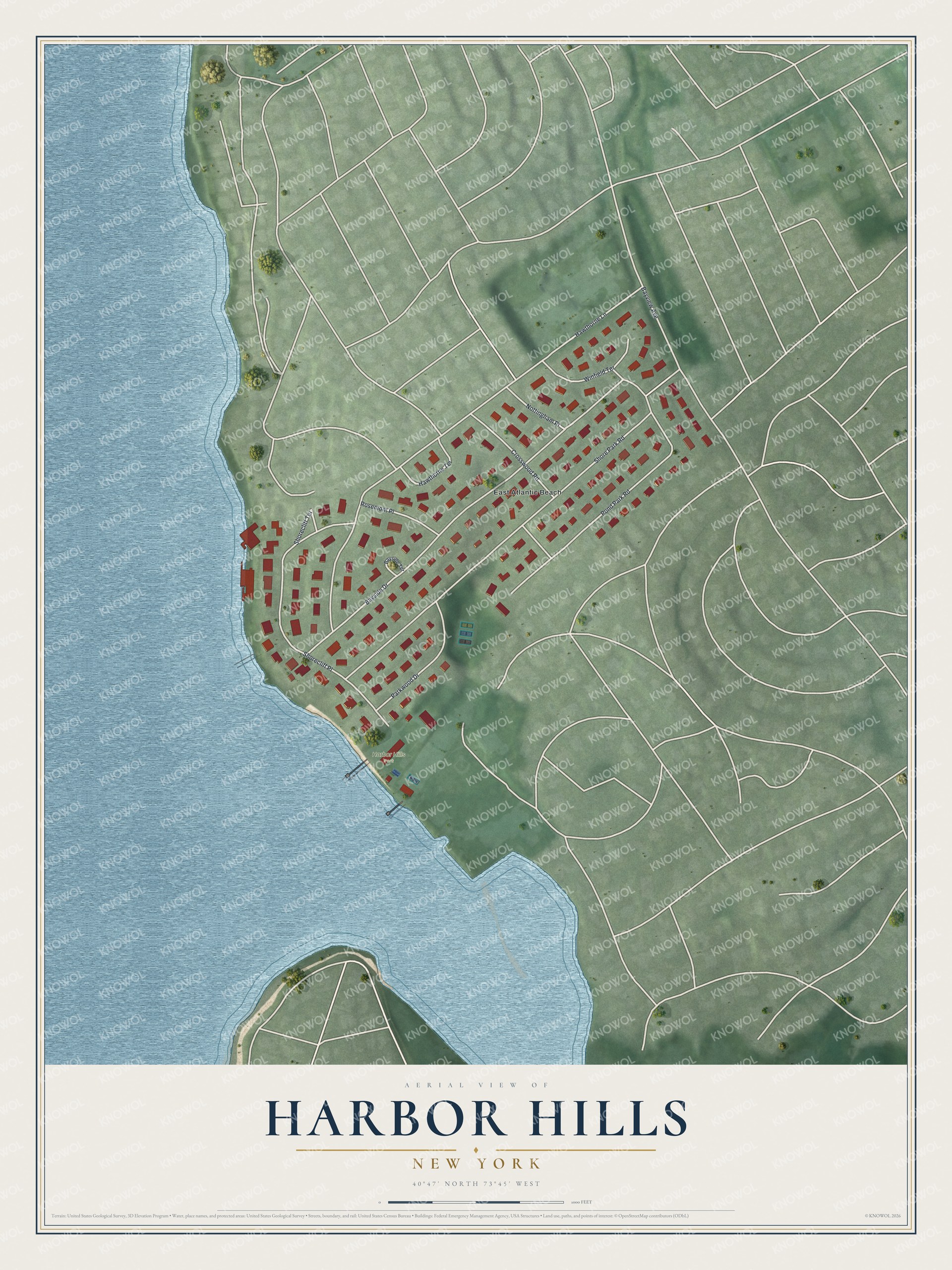 Watermarked full-map preview of Harbor Hills, New York