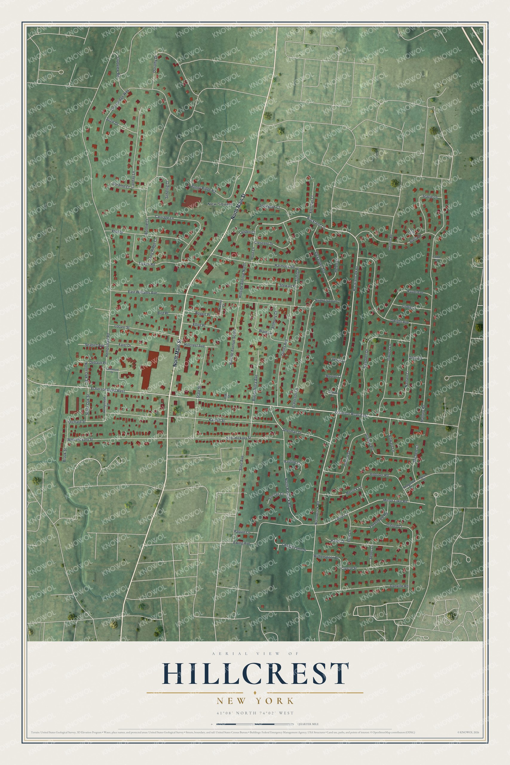 Watermarked full-map preview of Hillcrest, New York