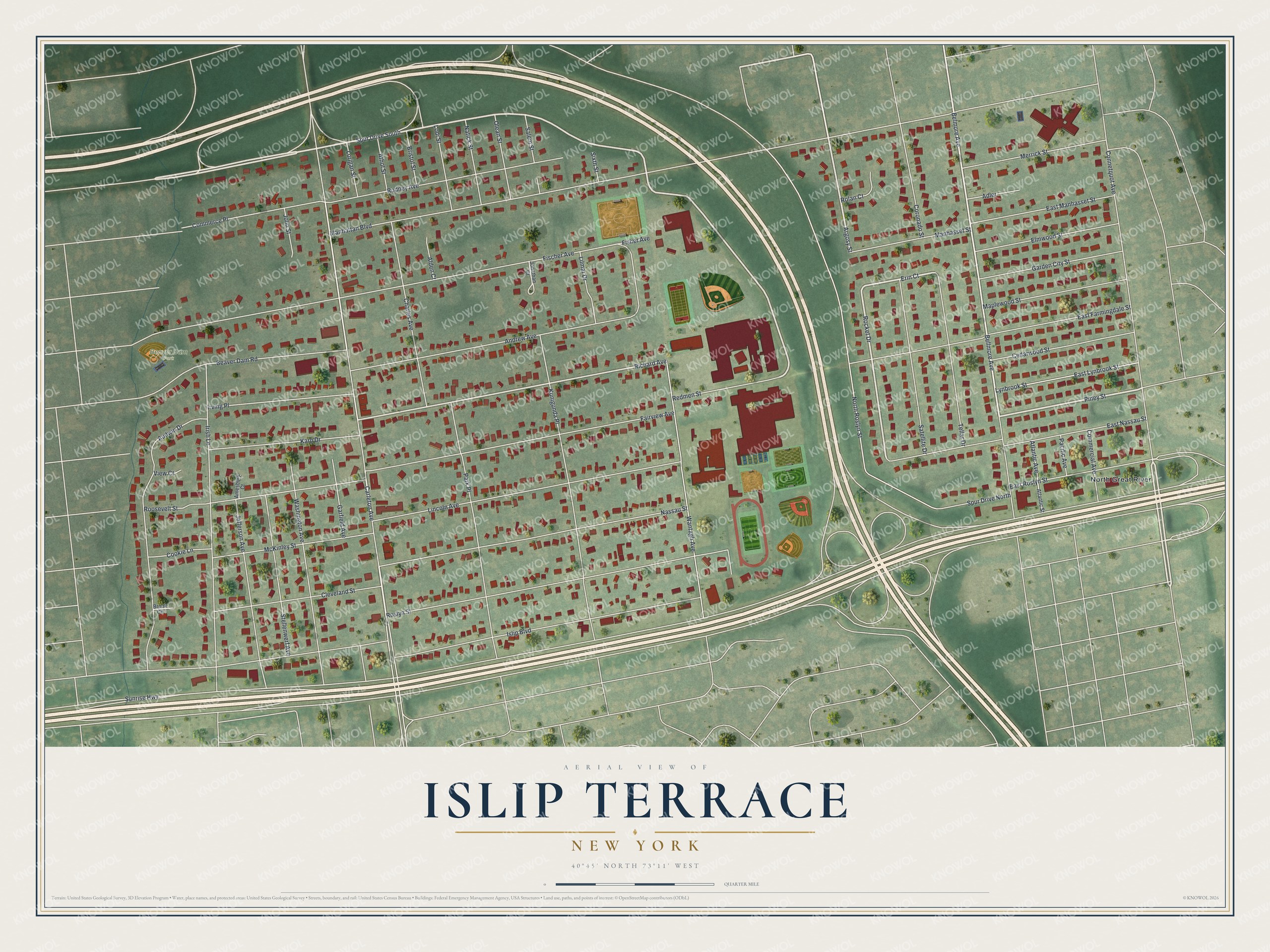 Watermarked full-map preview of Islip Terrace, New York