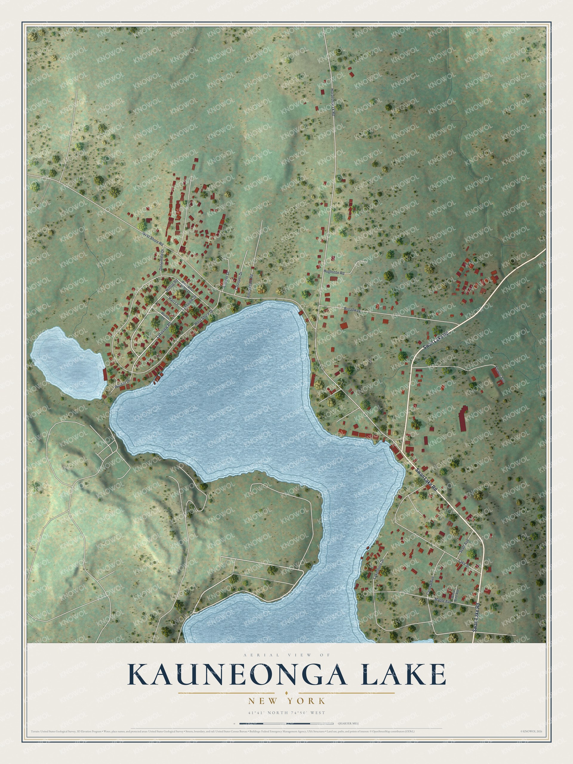 Watermarked full-map preview of Kauneonga Lake, New York