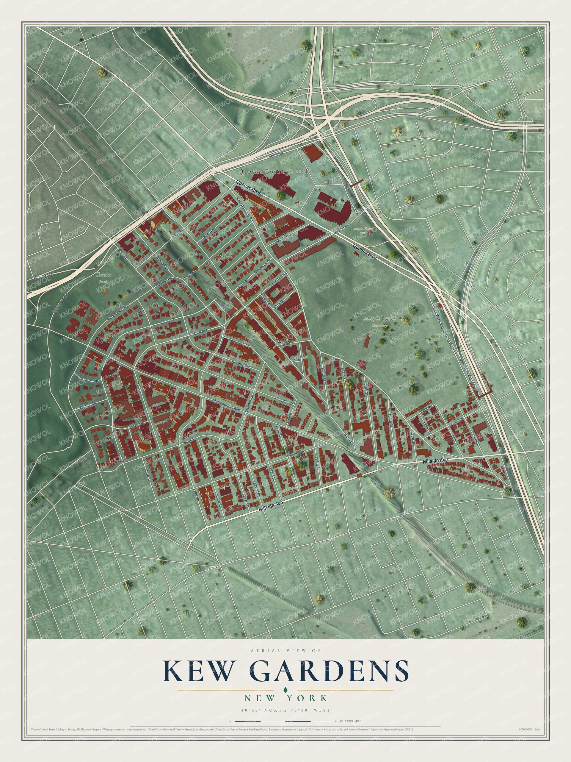 Watermarked full-map preview of Kew Gardens, New York