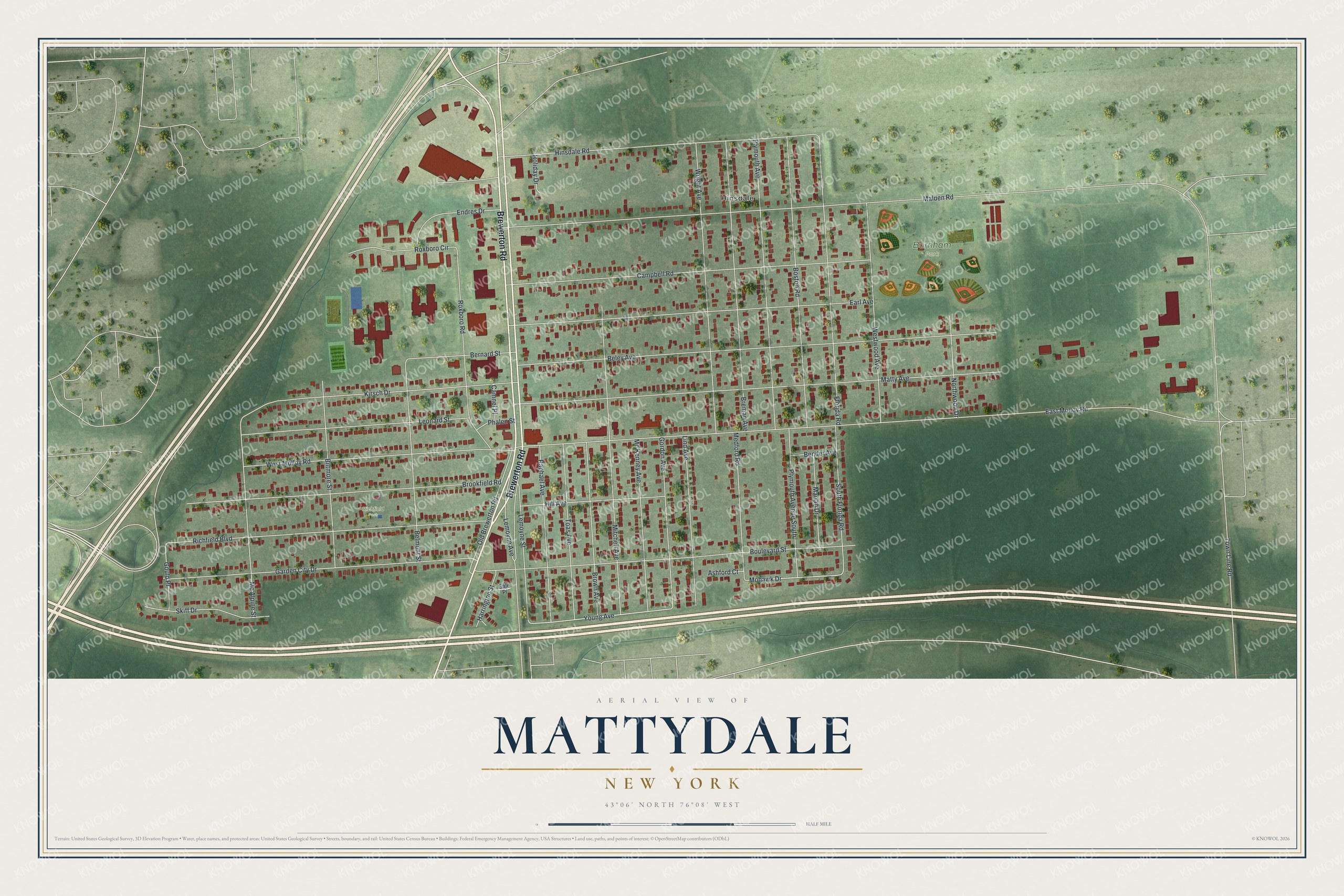 Watermarked full-map preview of Mattydale, New York