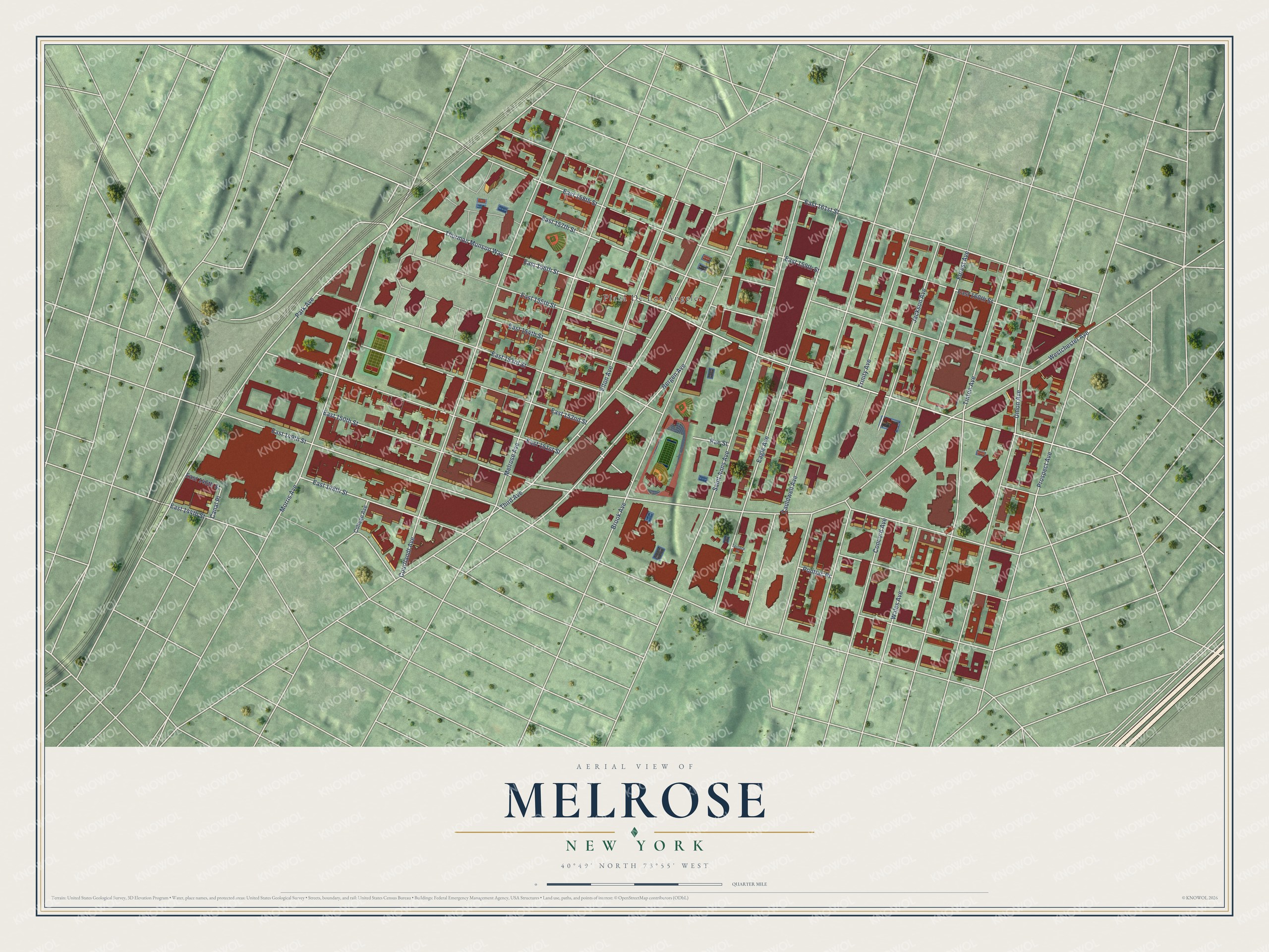 Watermarked full-map preview of Melrose, New York