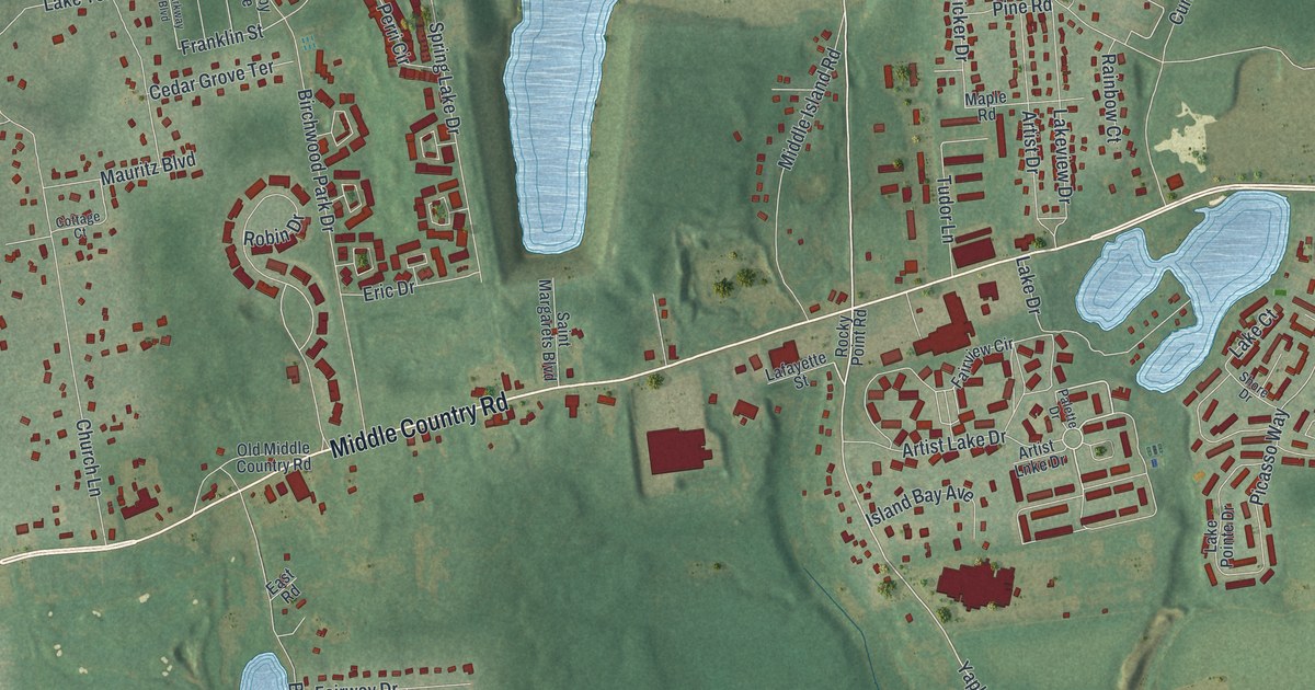 Map of Middle Island, New York in 2026