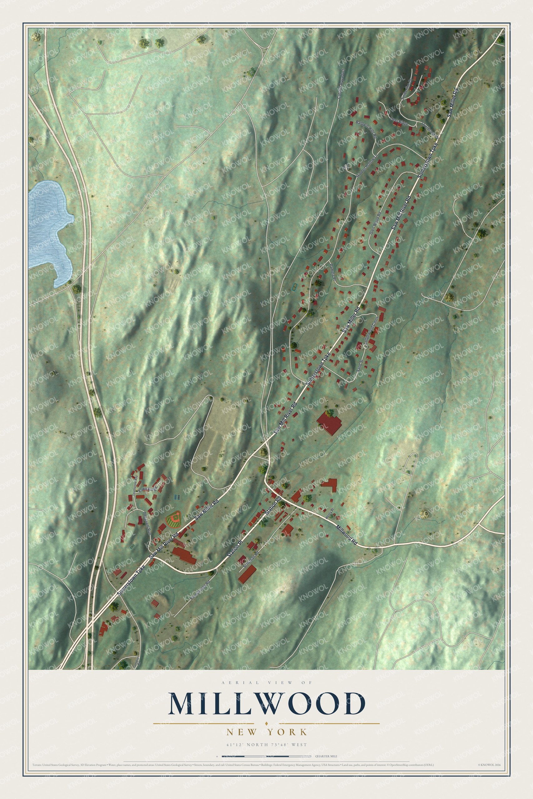 Watermarked full-map preview of Millwood, New York