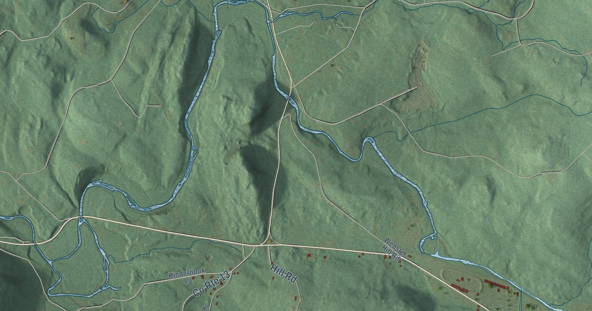 Close-up of streets and buildings in New Lebanon, New York