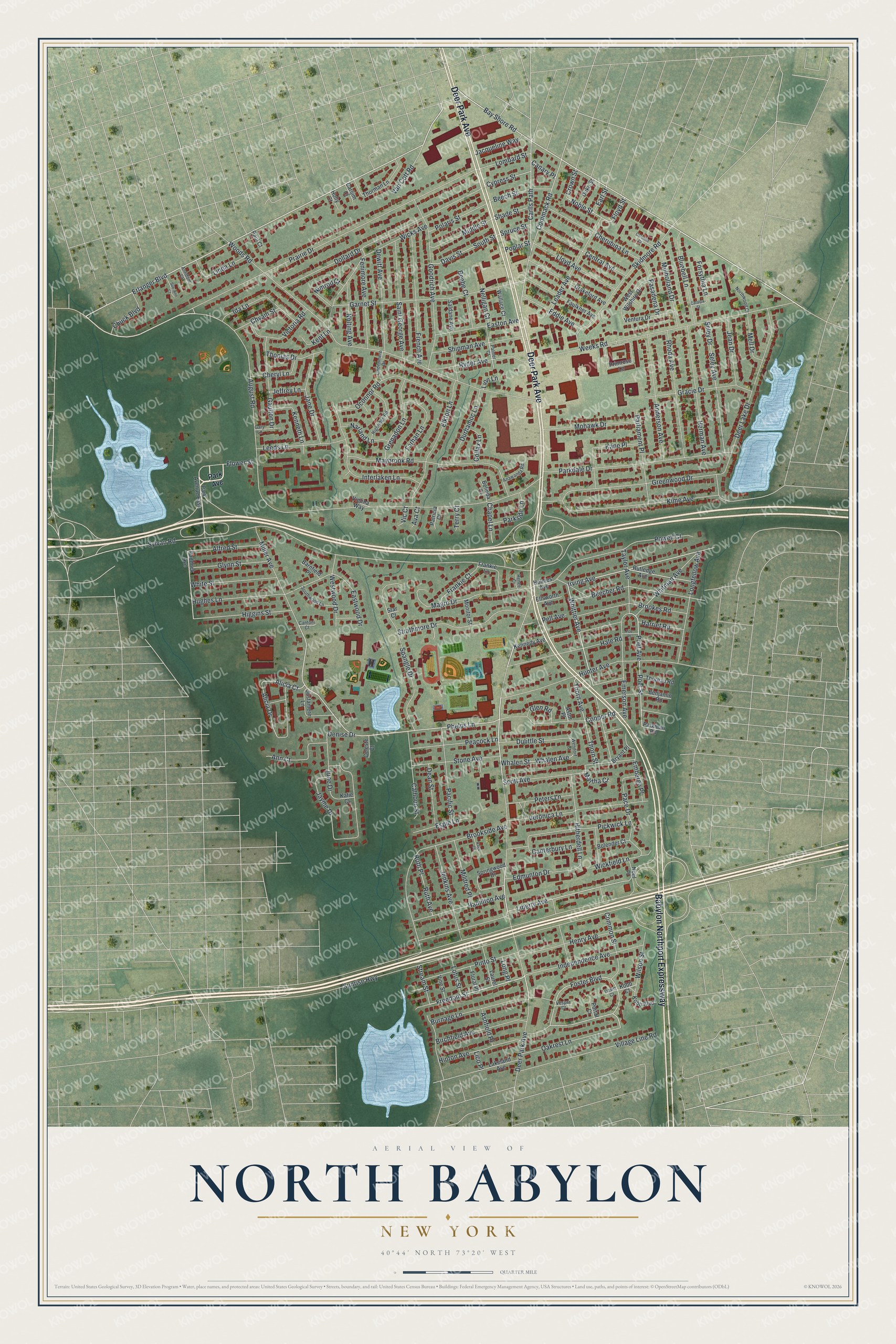 Watermarked full-map preview of North Babylon, New York