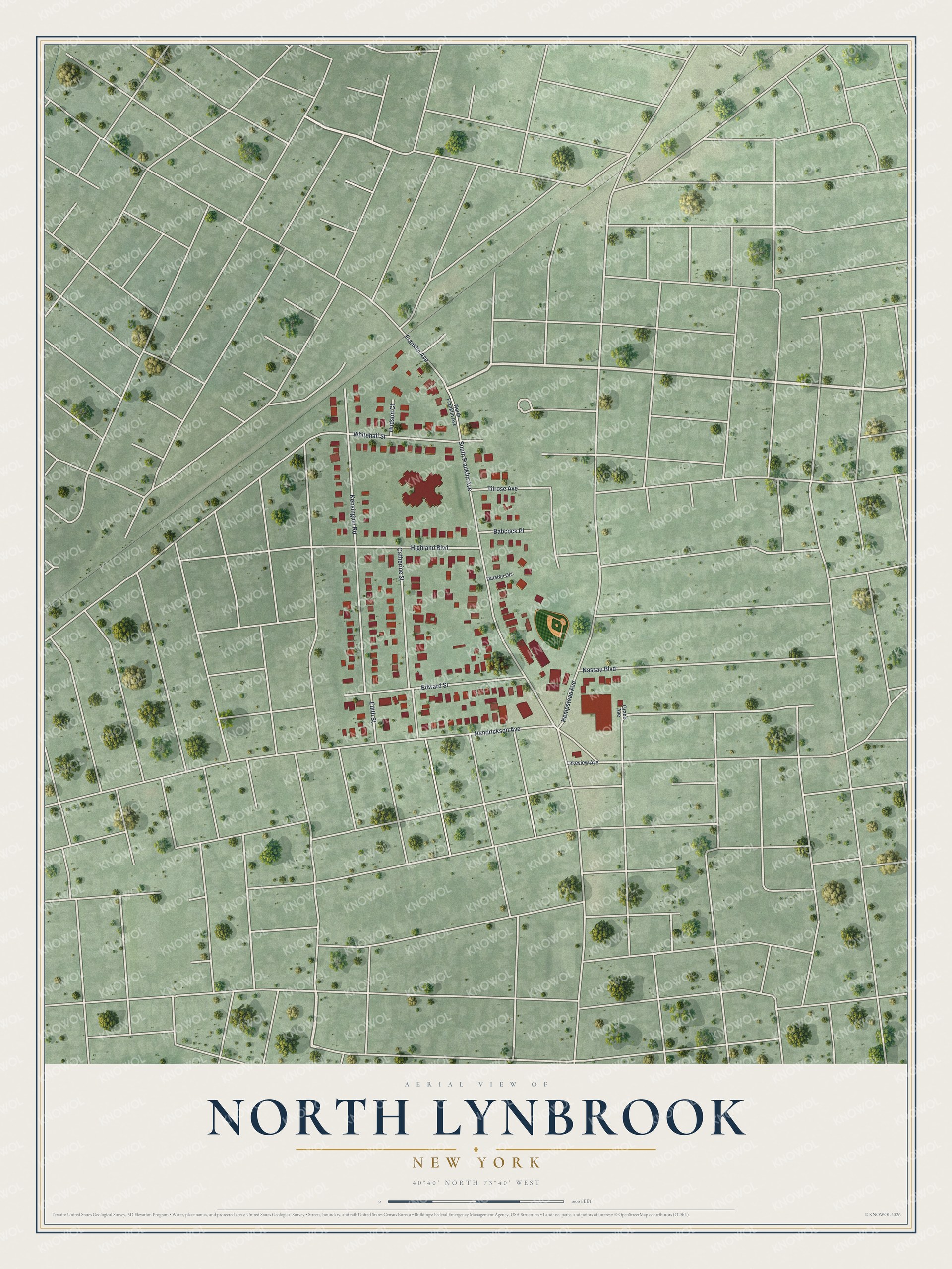 Watermarked full-map preview of North Lynbrook, New York