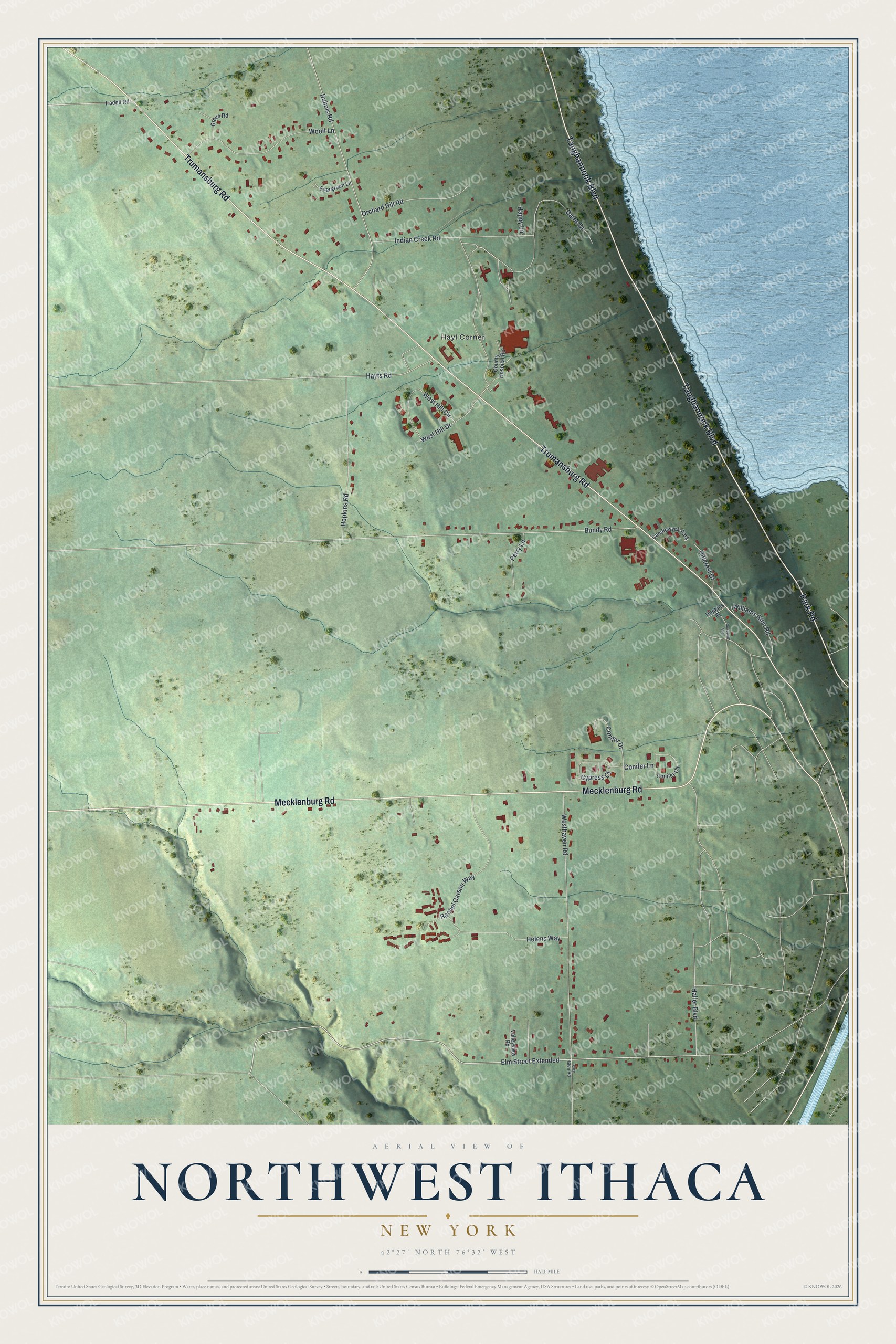 Watermarked full-map preview of Northwest Ithaca, New York