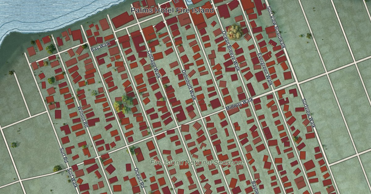 Map of Ocean Beach, New York in 2026