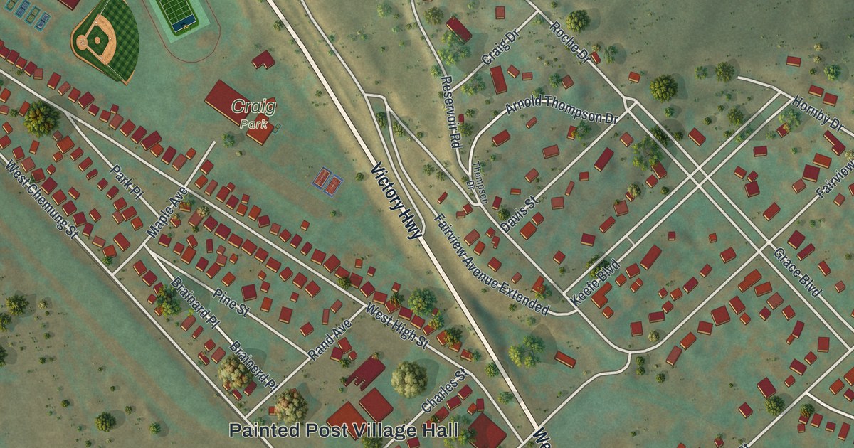 Map of Painted Post, New York in 2026