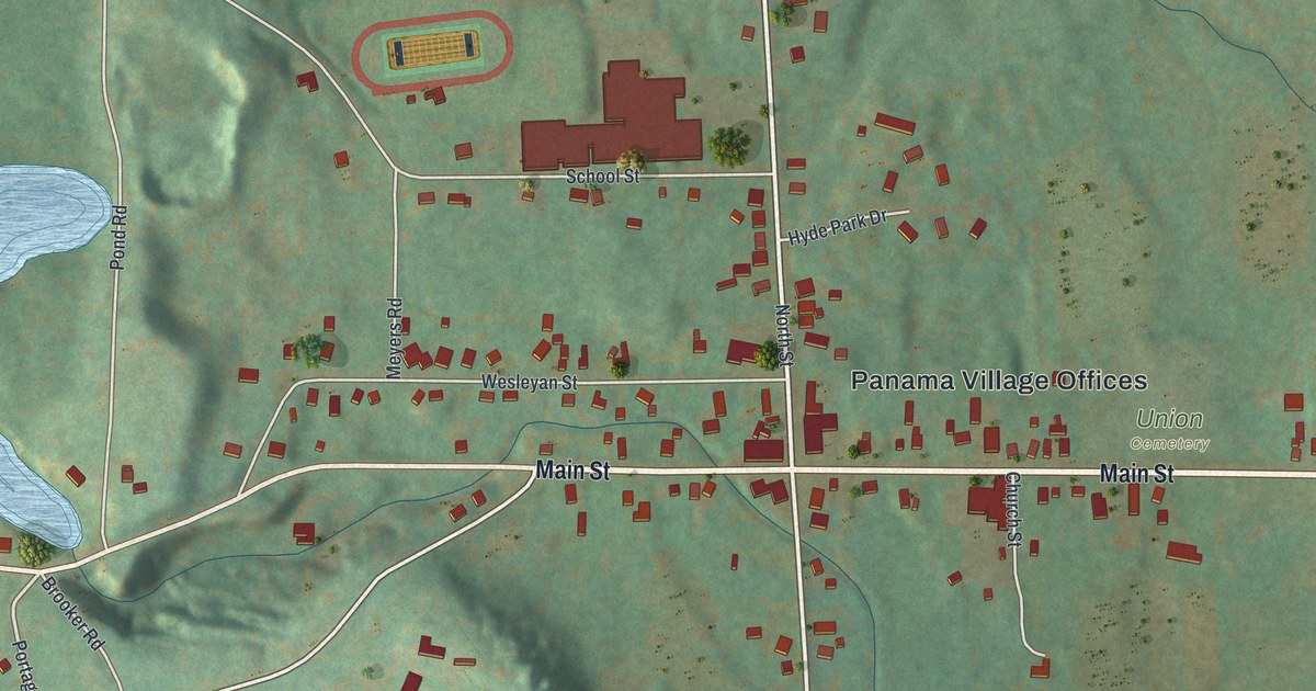 Map of Panama, New York in 2026