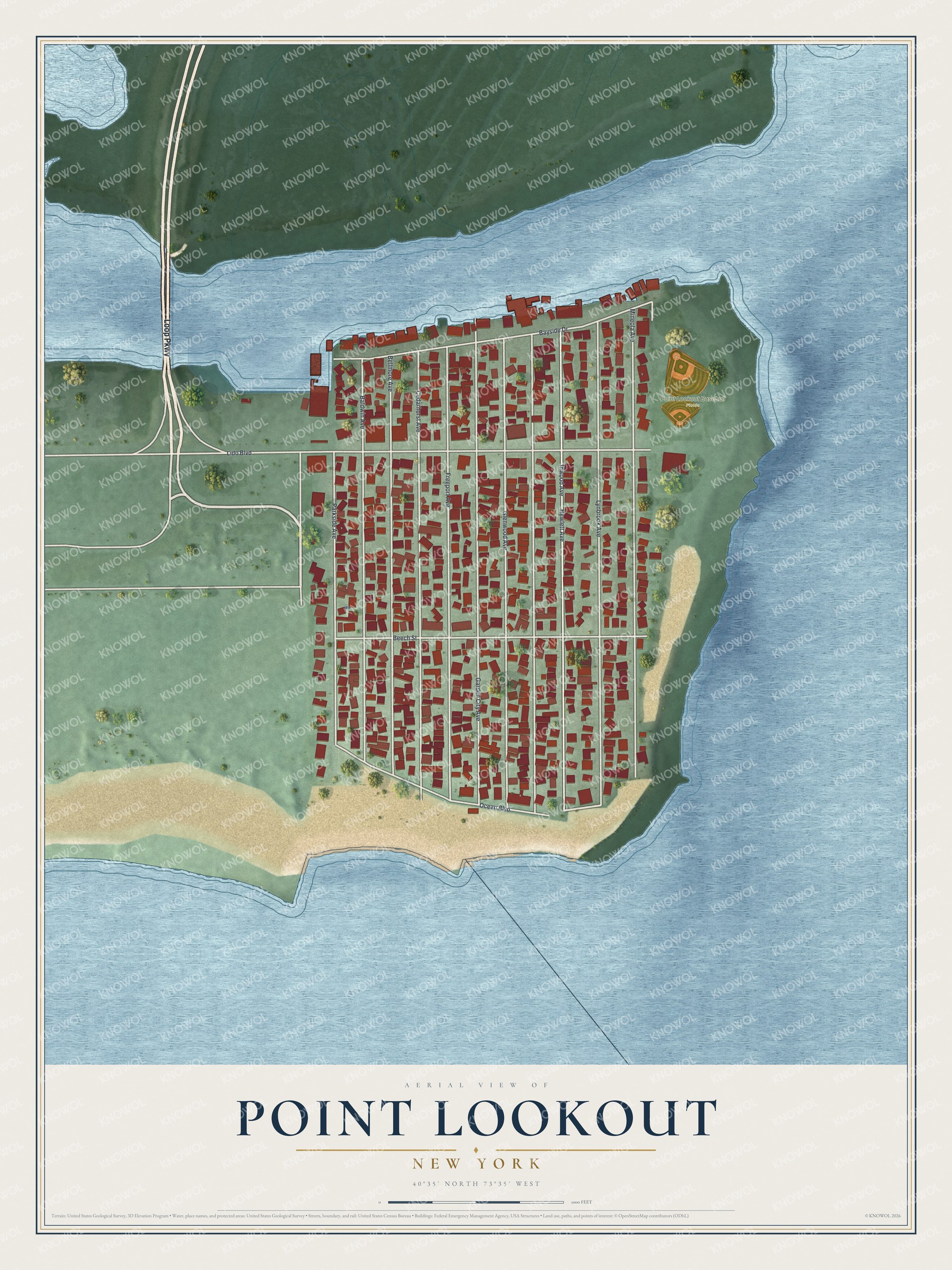 Watermarked full-map preview of Point Lookout, New York