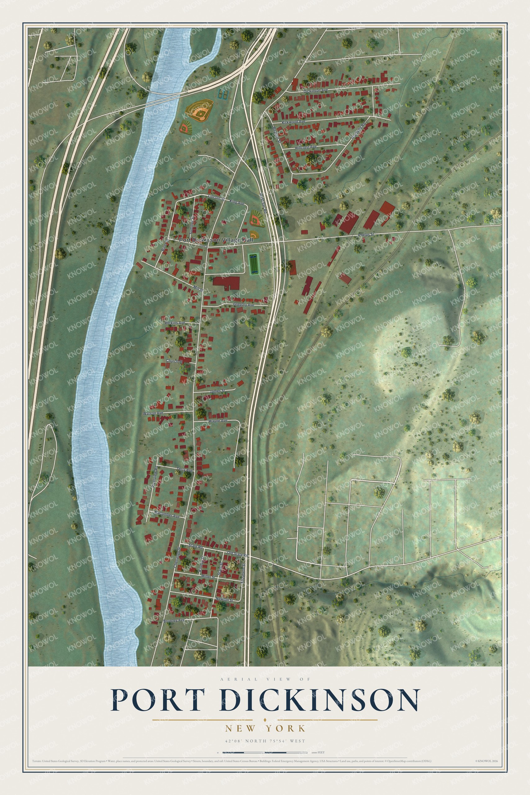 Watermarked full-map preview of Port Dickinson, New York