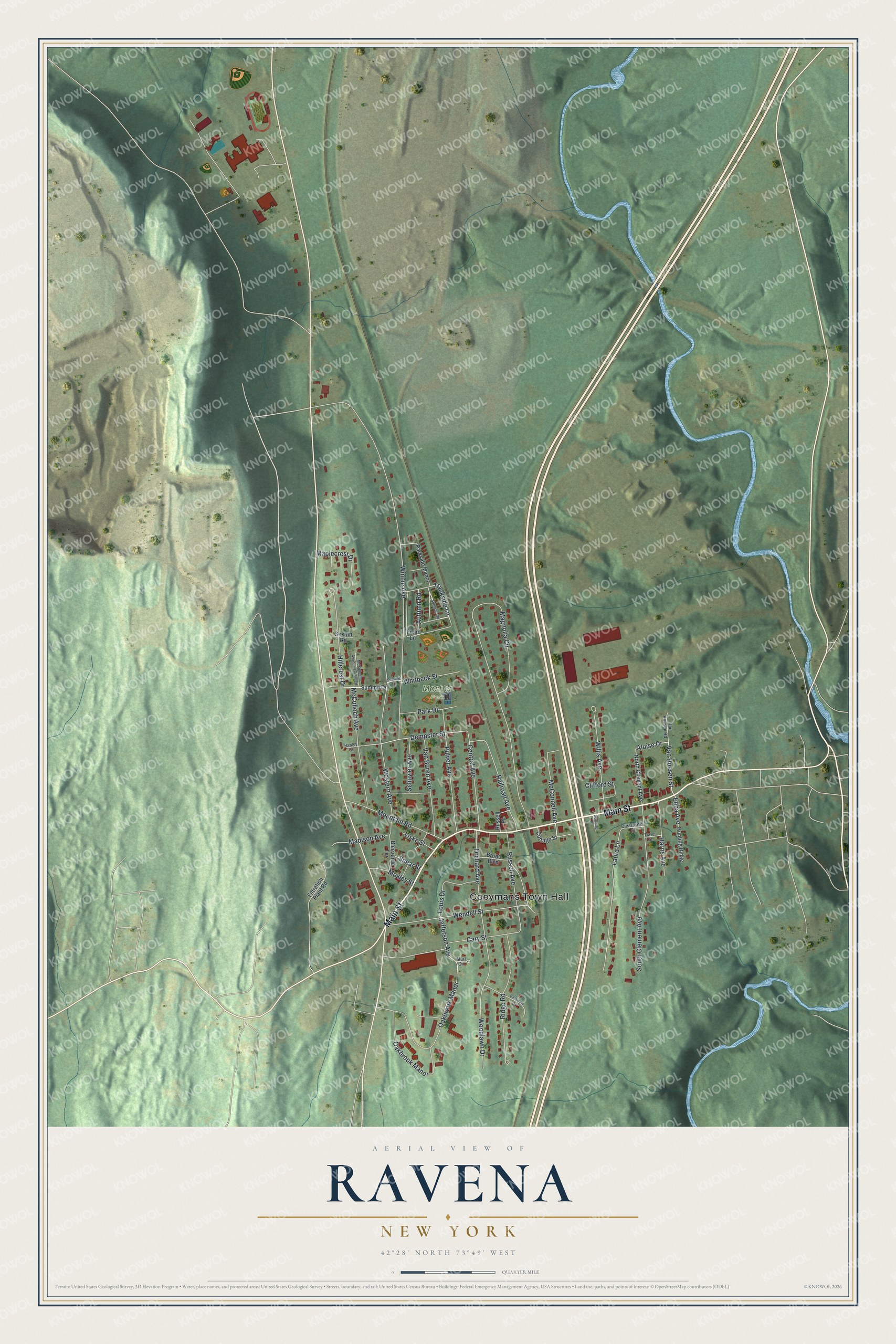Watermarked full-map preview of Ravena, New York