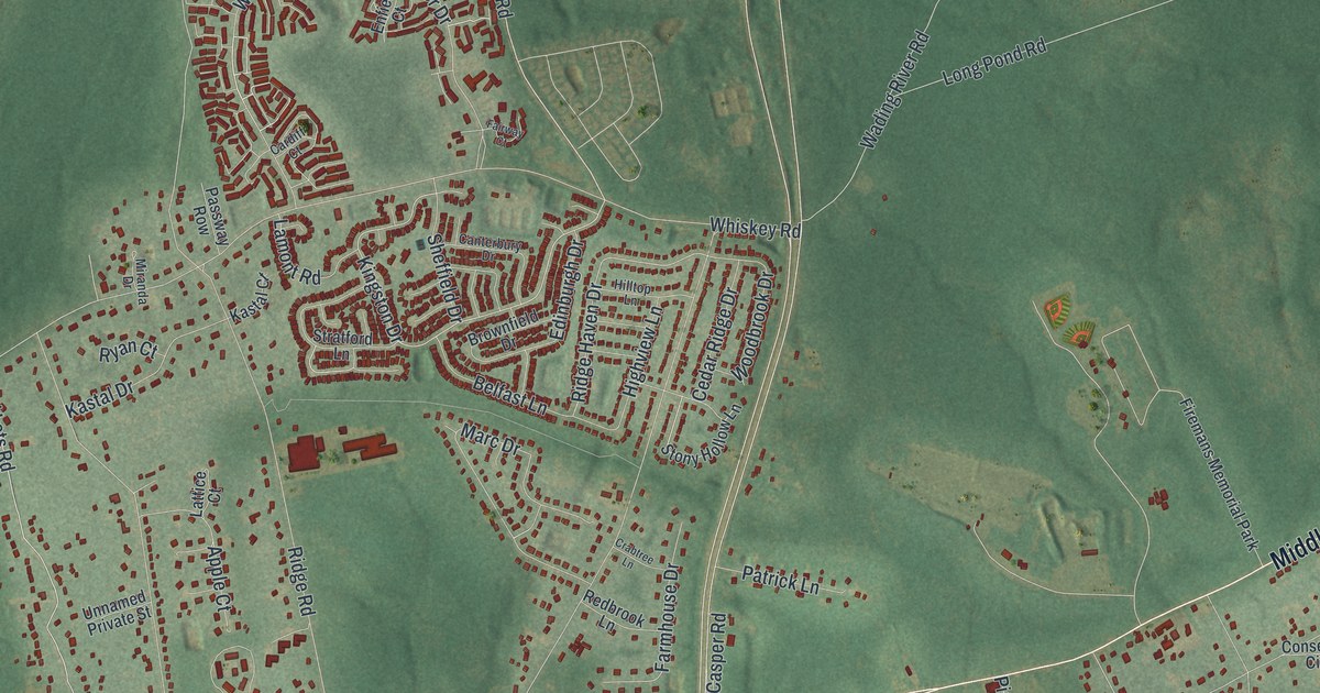 Map of Ridge, New York in 2026