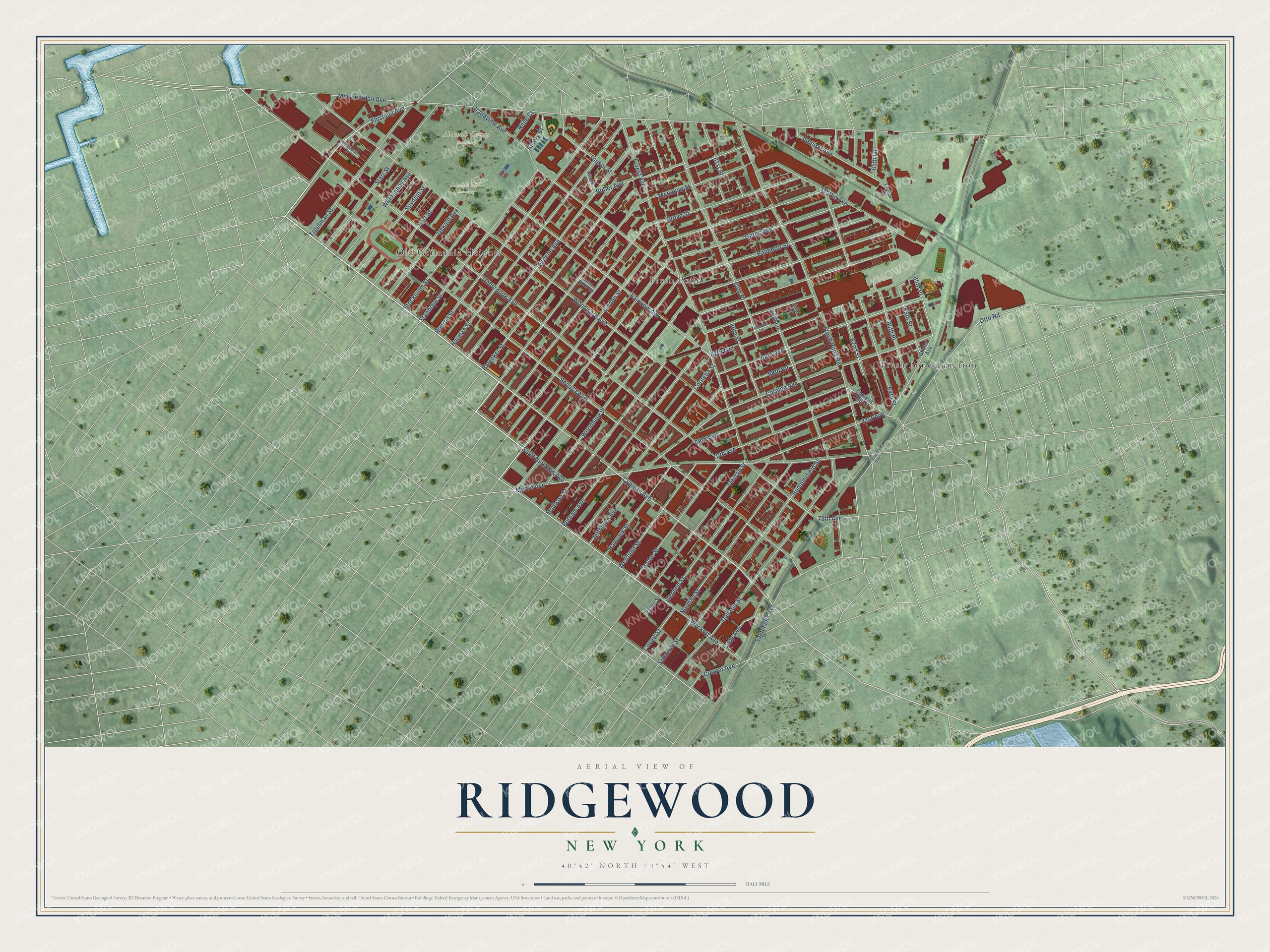 Watermarked full-map preview of Ridgewood, New York