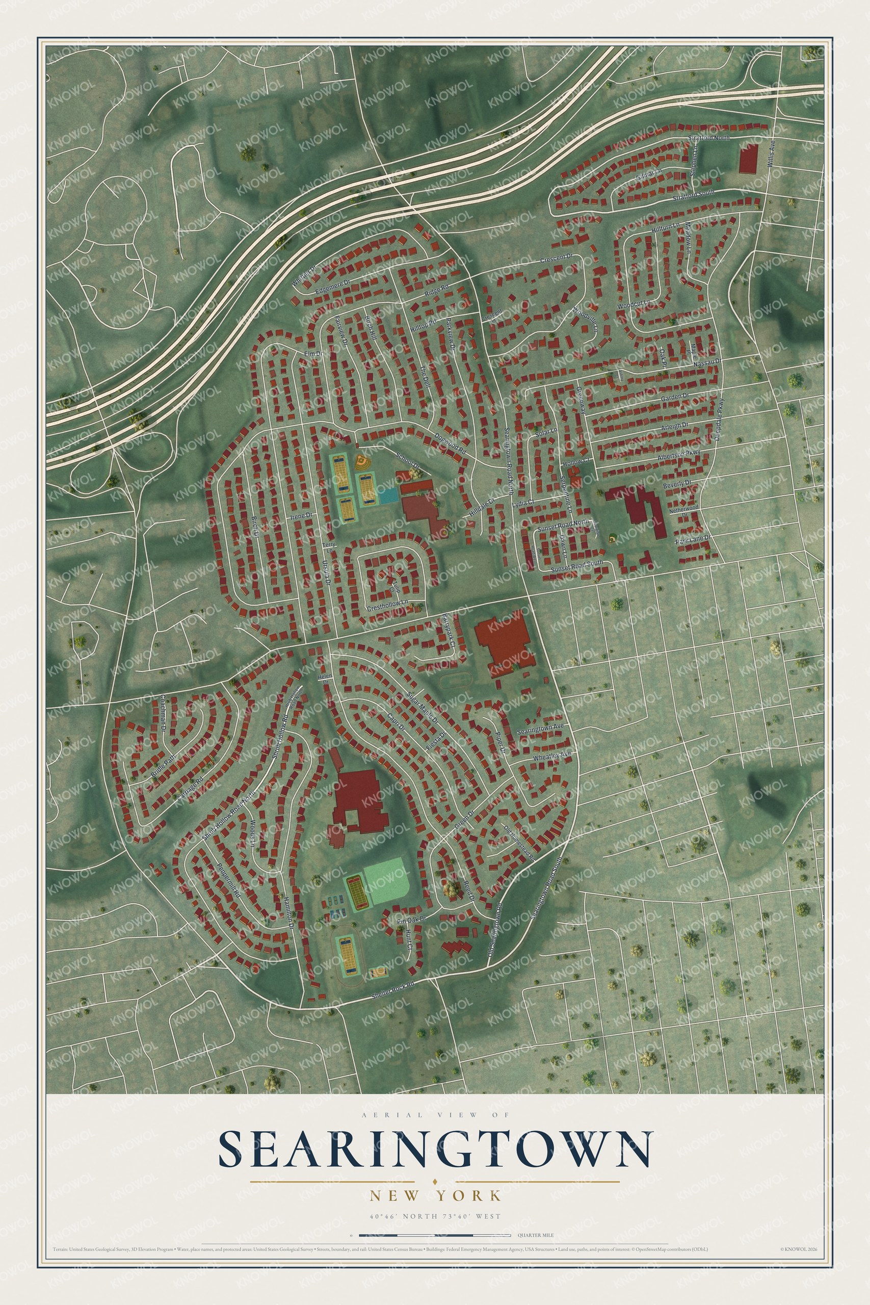 Watermarked full-map preview of Searingtown, New York