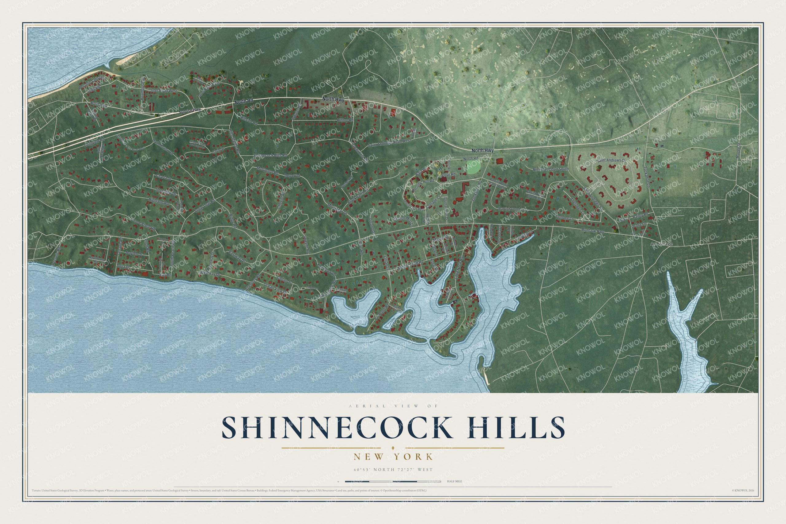Watermarked full-map preview of Shinnecock Hills, New York