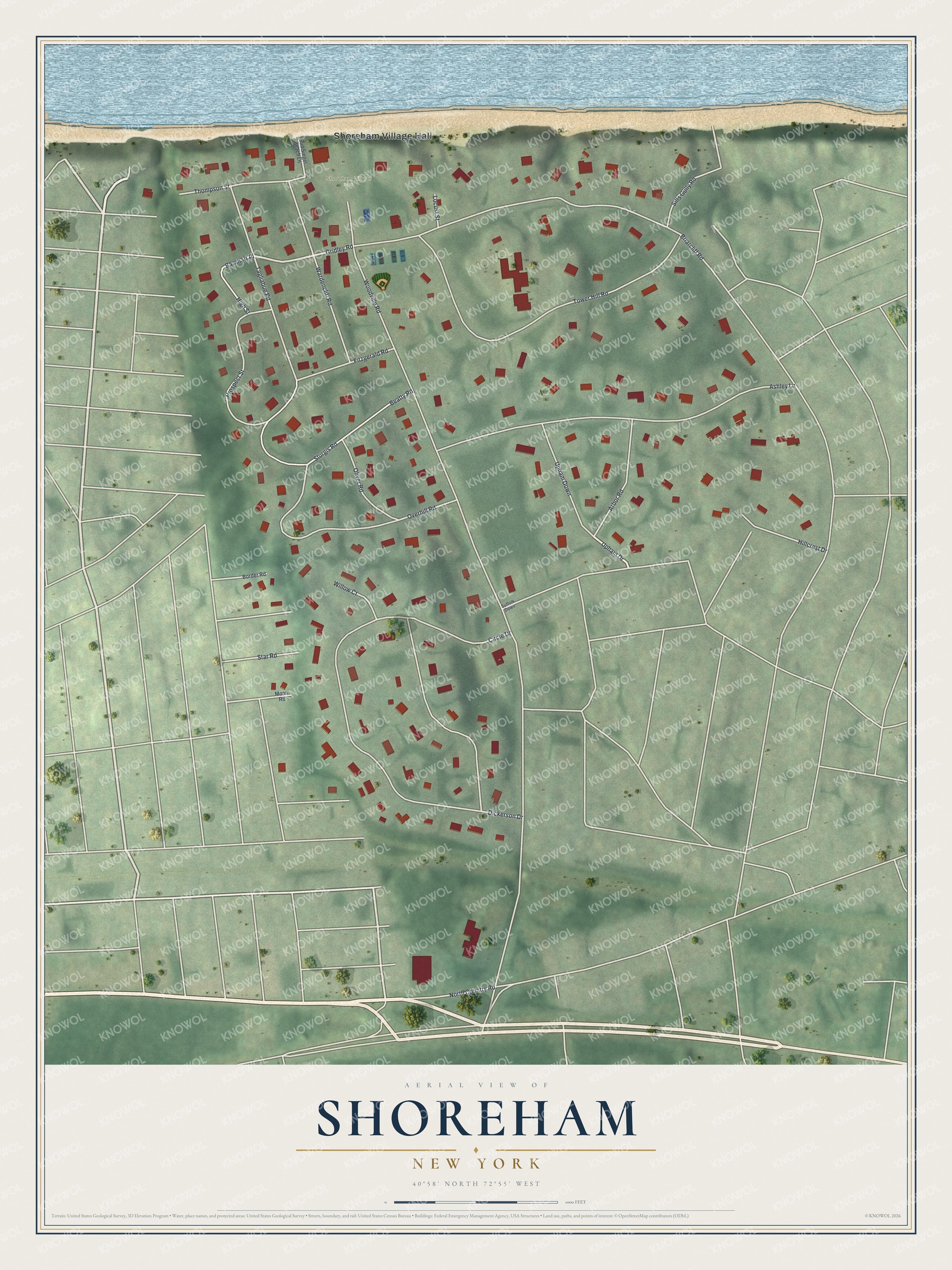 Watermarked full-map preview of Shoreham, New York