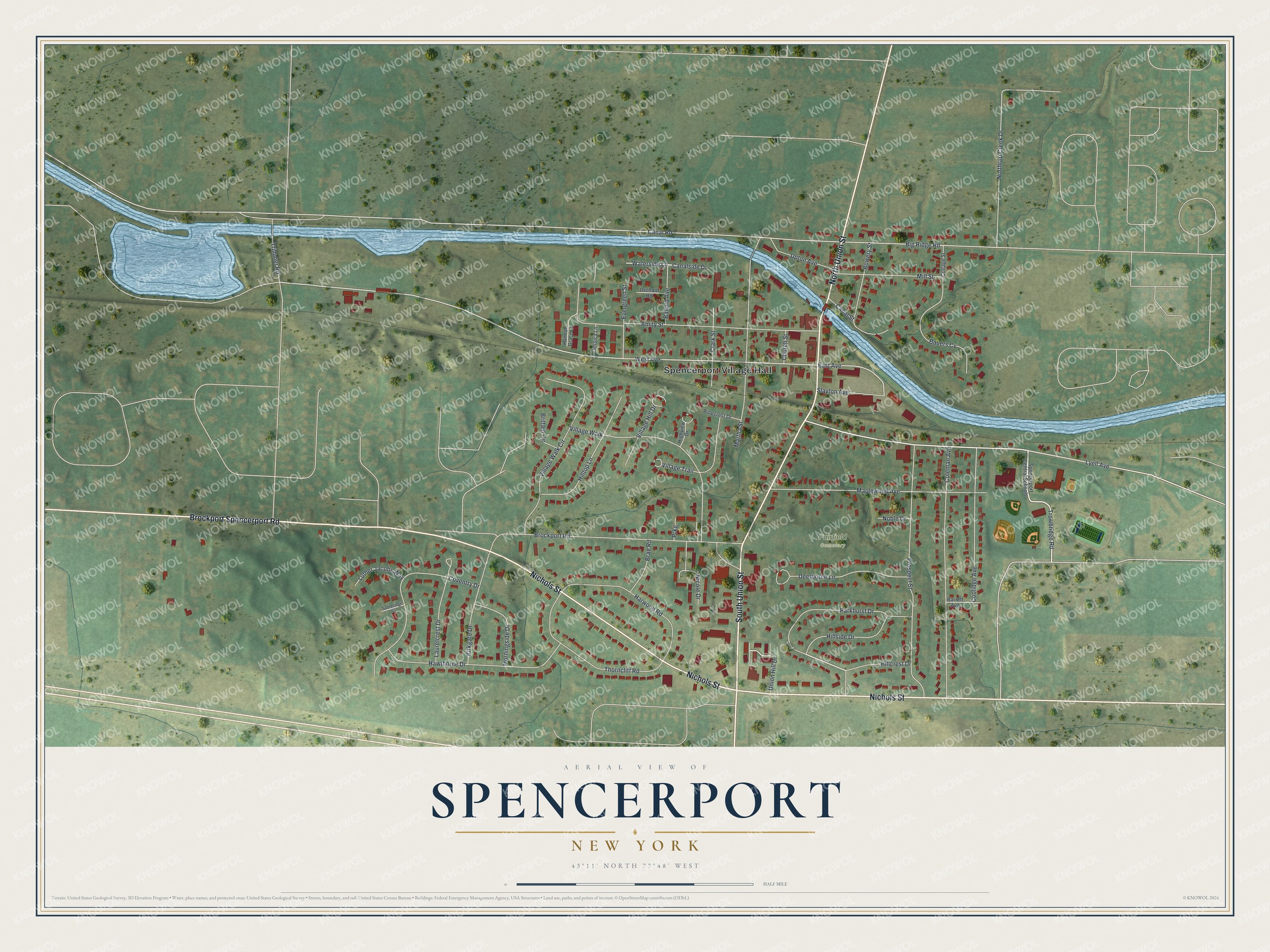 Watermarked full-map preview of Spencerport, New York