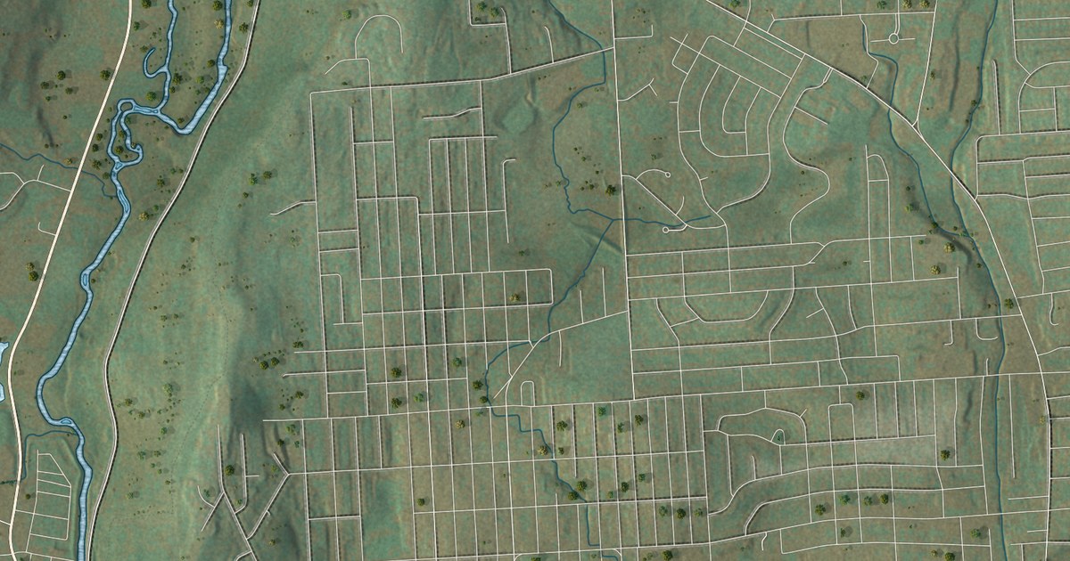 Close-up of streets and buildings in Vestal, New York