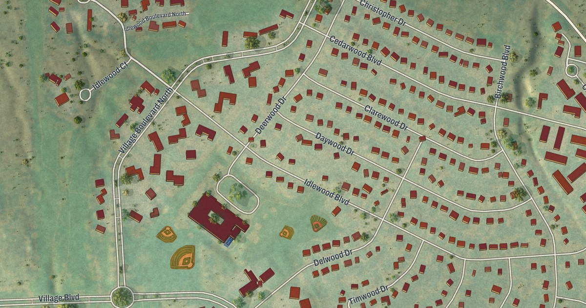 Map of Village Green, New York in 2026