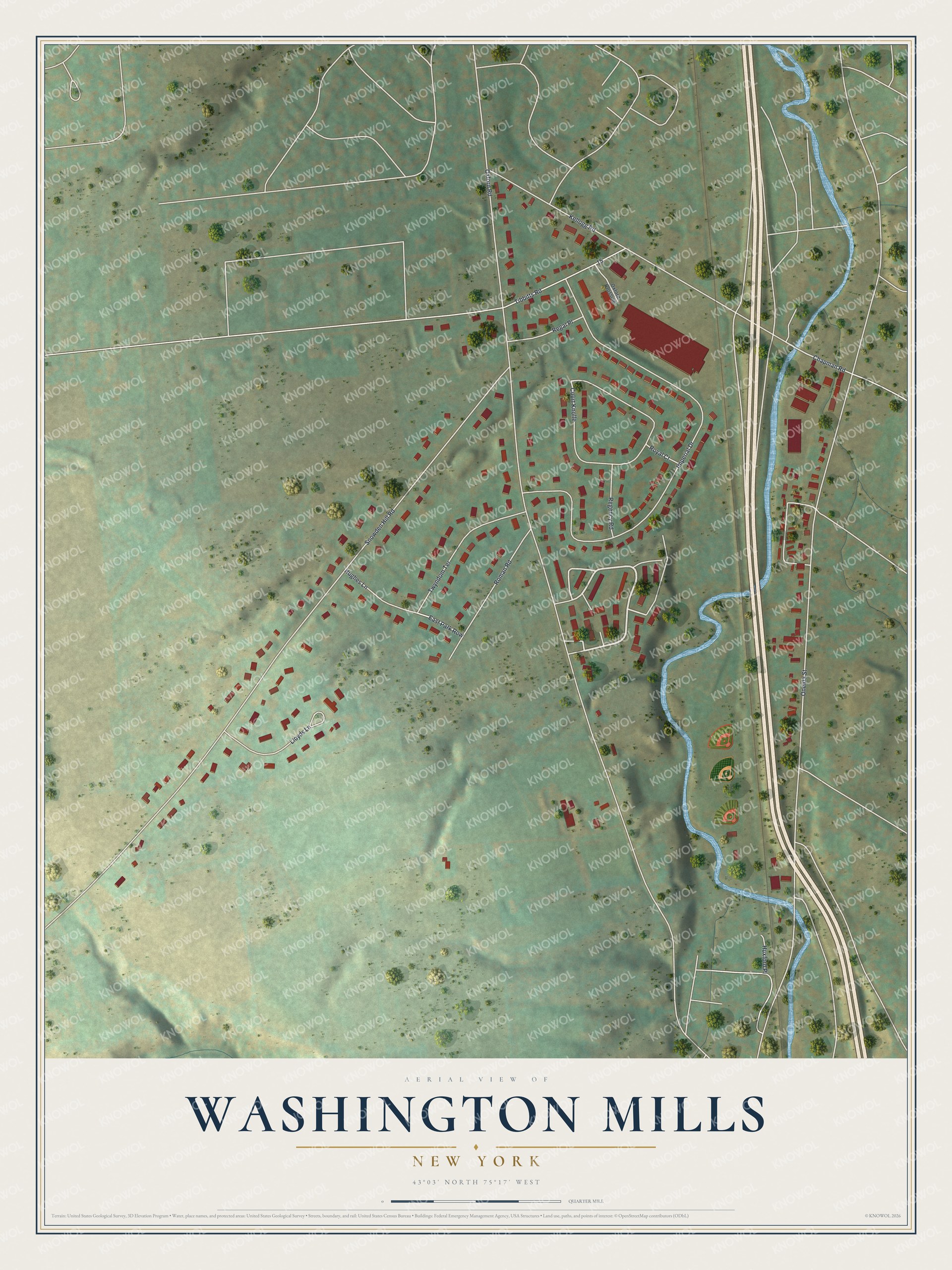 Watermarked full-map preview of Washington Mills, New York