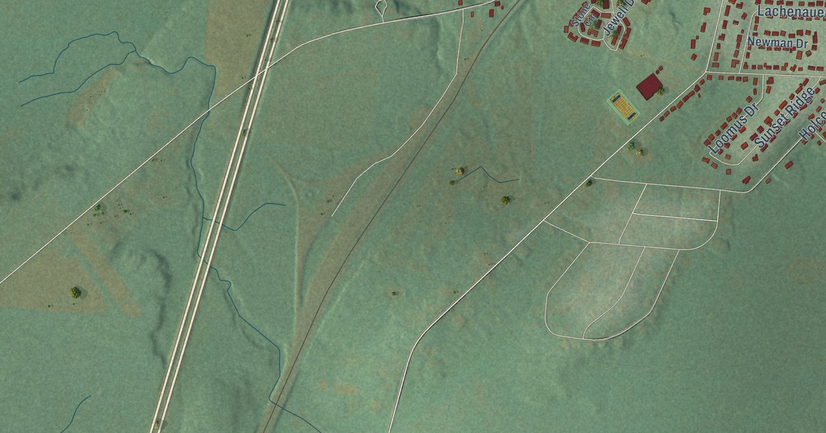 Close-up of streets and buildings in the City of Watertown, Jefferson County, New York
