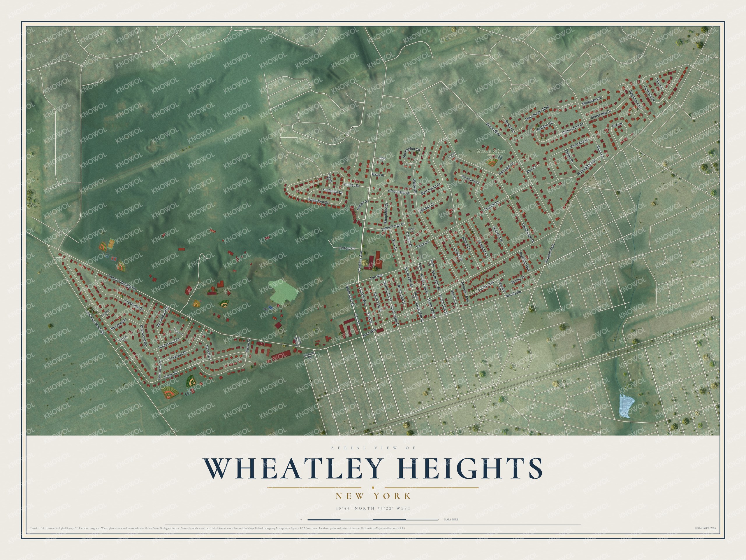 Watermarked full-map preview of Wheatley Heights, New York
