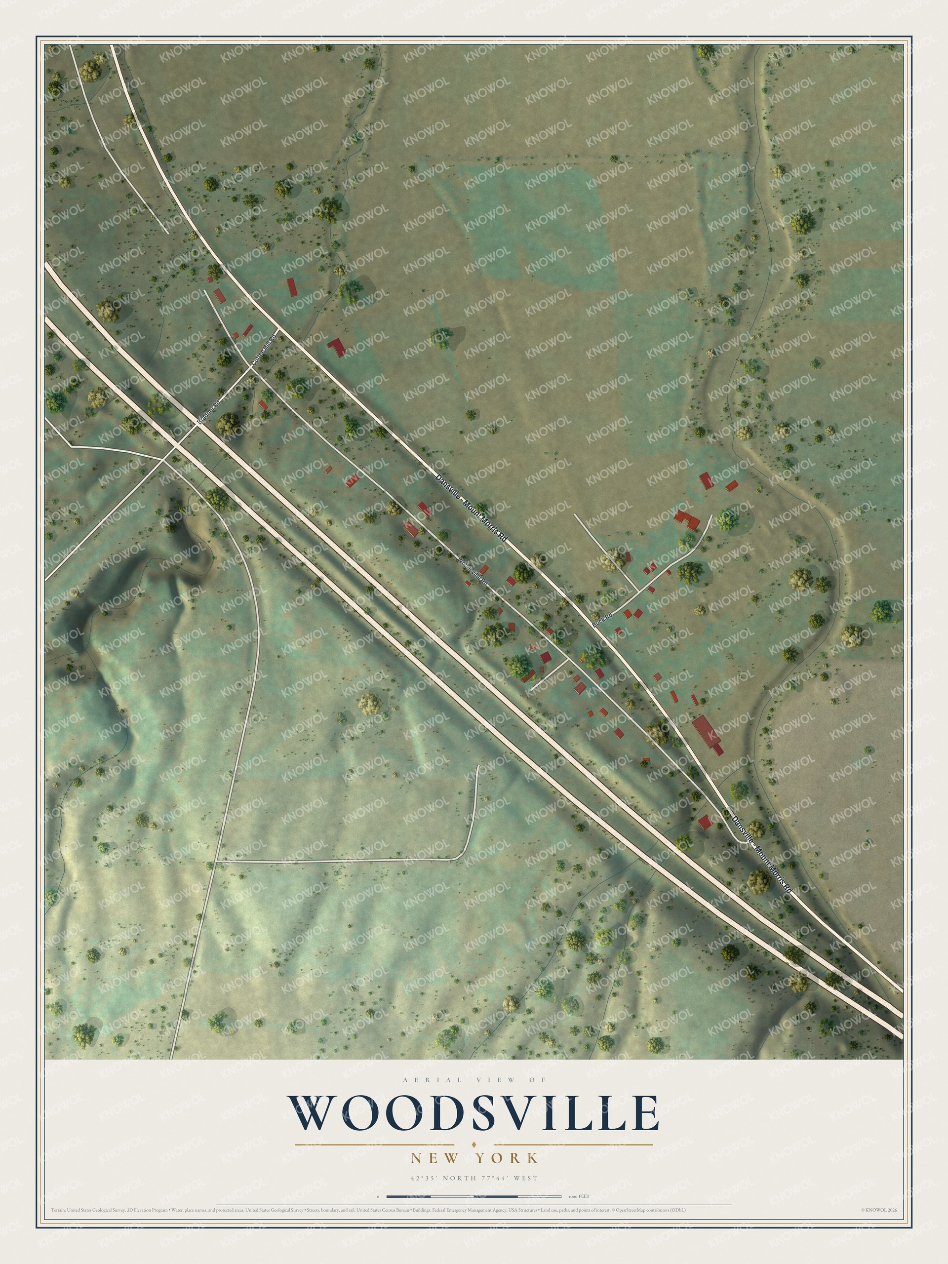 Watermarked full-map preview of Woodsville, New York