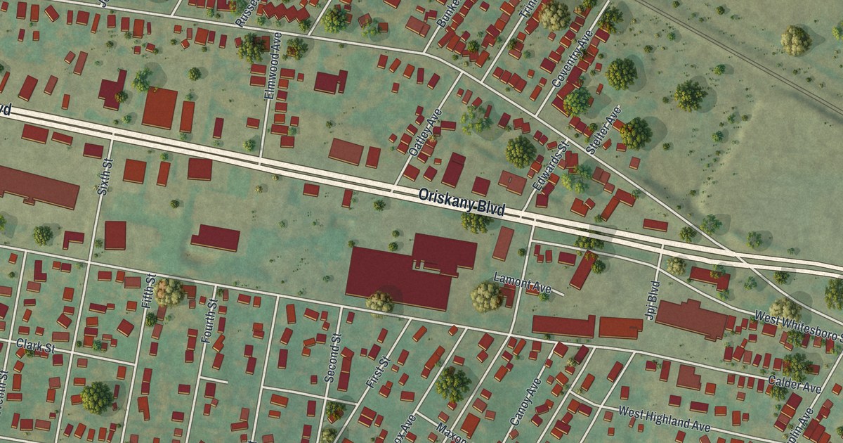 Map of Yorkville, New York in 2026