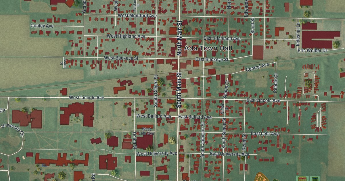 Map of Ada, Ohio in 2026