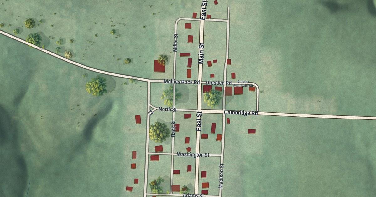 Map of Adamsville, Ohio in 2026
