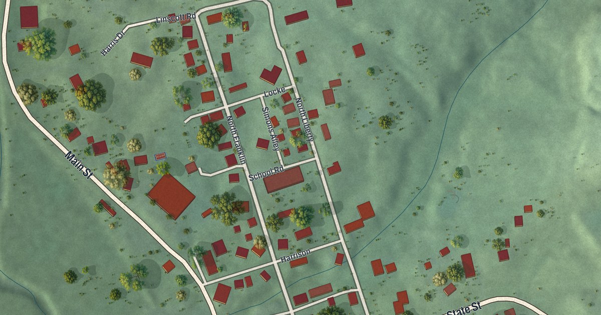 Map of Amesville, Ohio in 2026