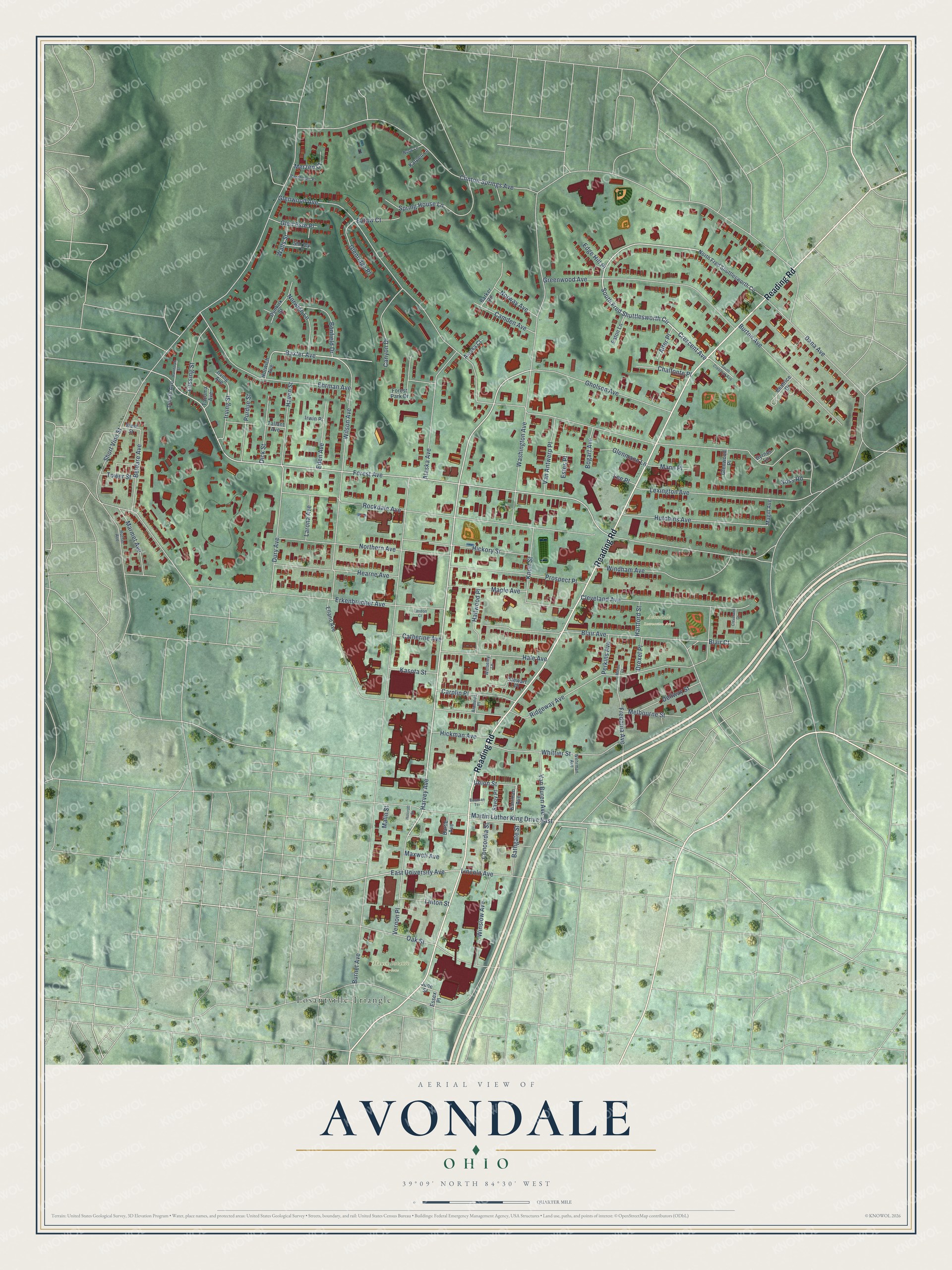 Watermarked full-map preview of Avondale, Ohio
