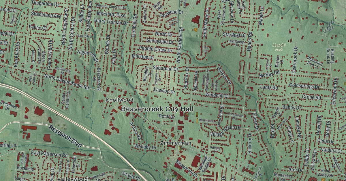 Map of Beavercreek, Ohio in 2026