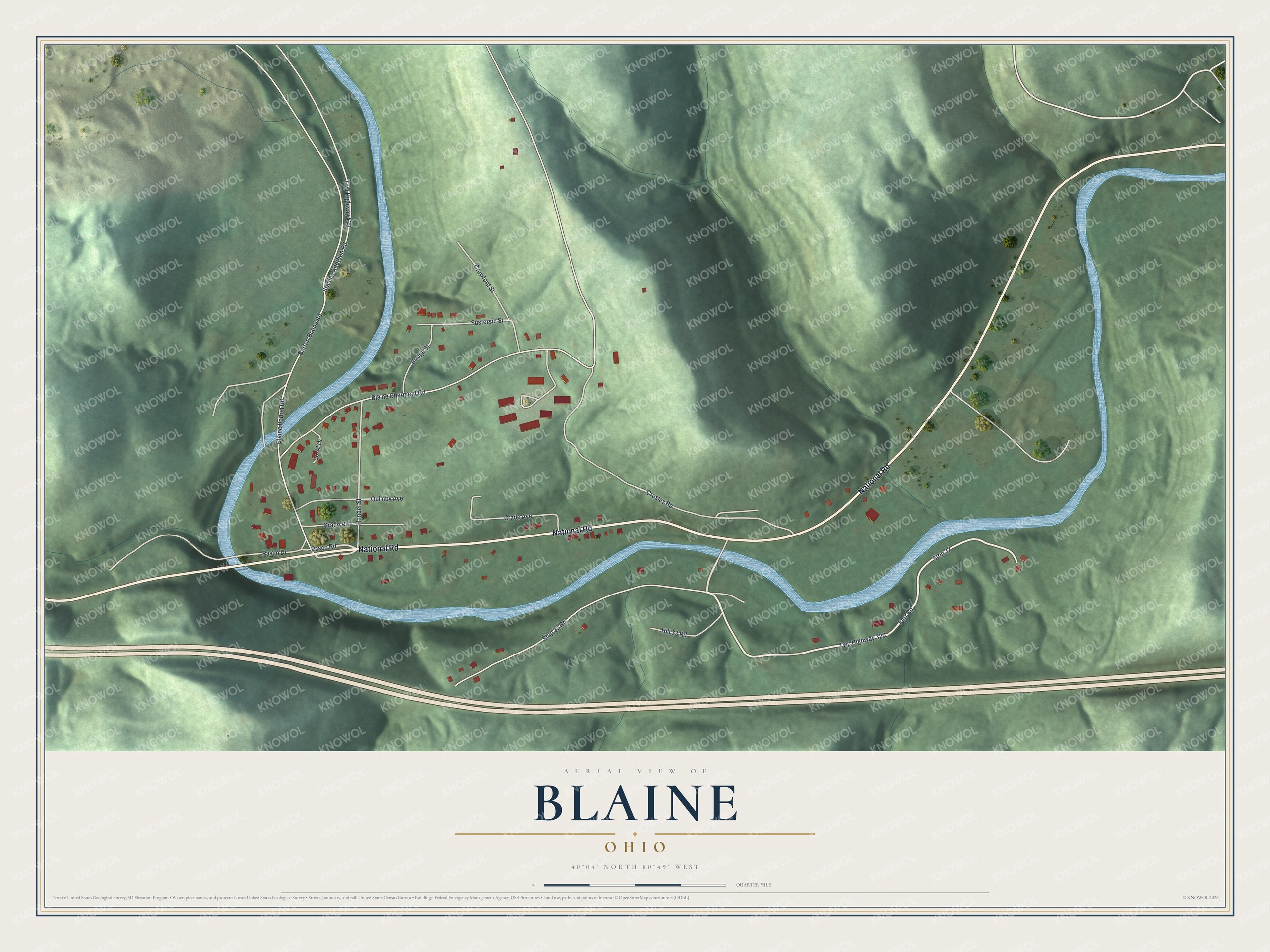 Watermarked full-map preview of Blaine, Ohio