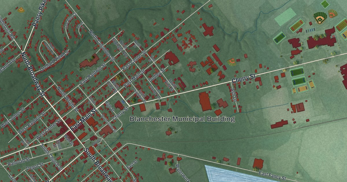Map of Blanchester, Ohio in 2026