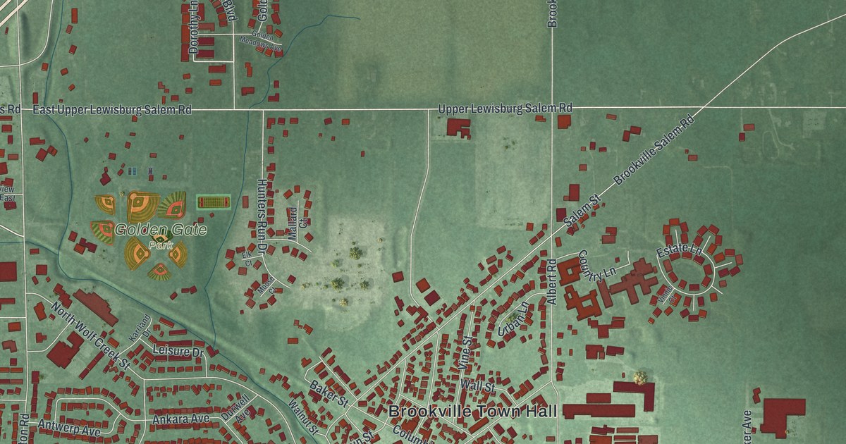Map of Brookville, Ohio in 2026
