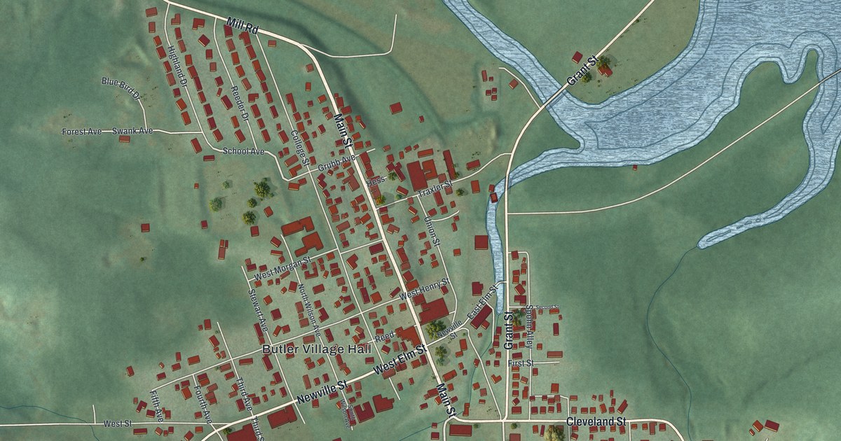 Map of Butler, Ohio in 2026