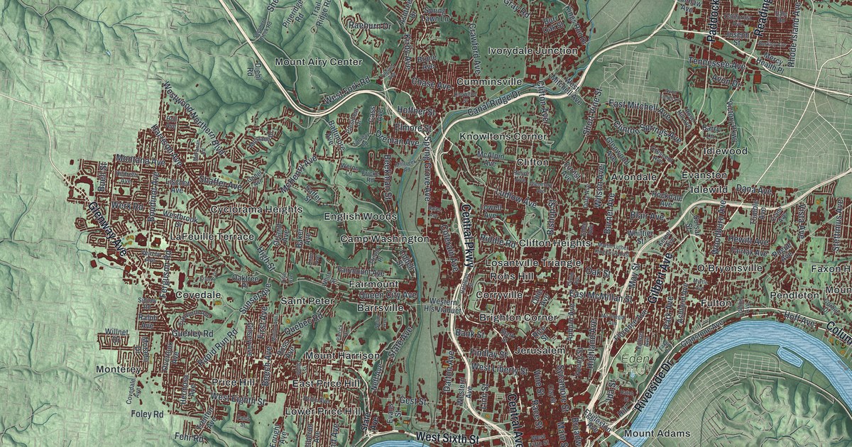 Map of Cincinnati, Ohio in 2026