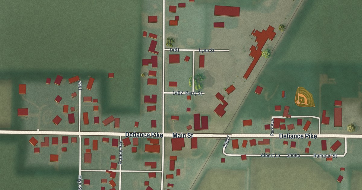 Map of Custar, Ohio in 2026