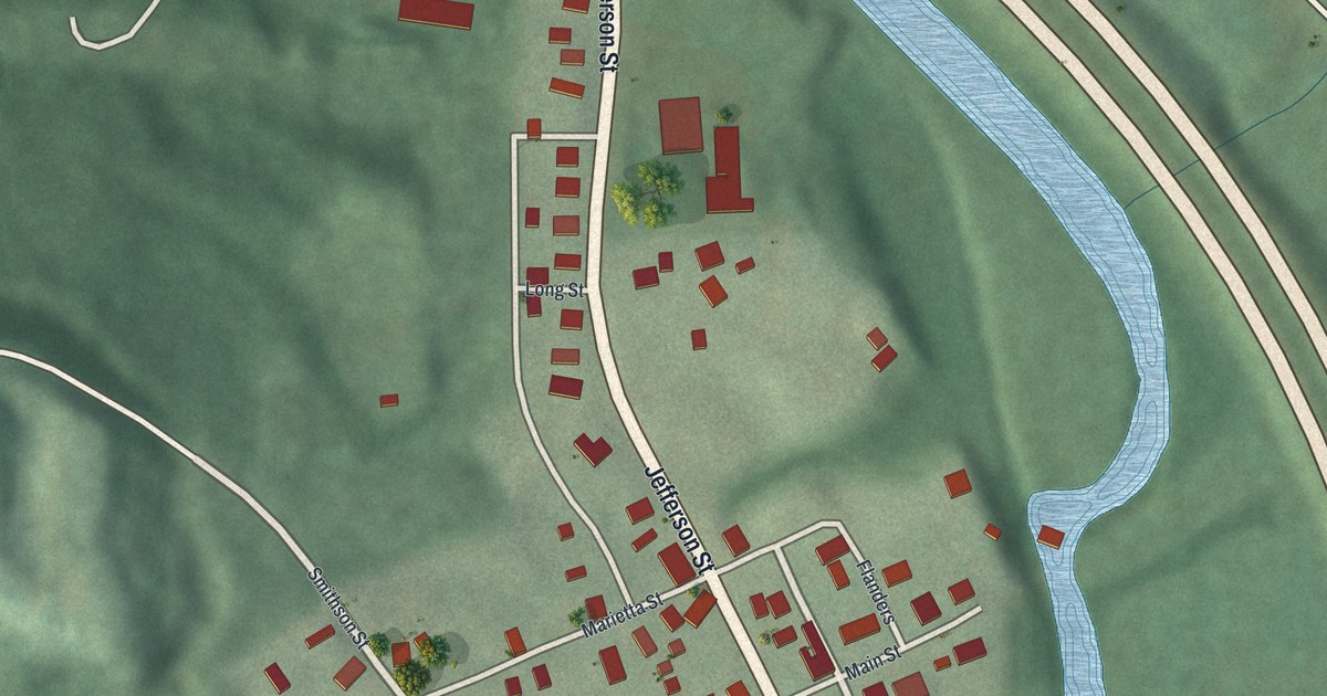 Map of Dexter City, Ohio in 2026