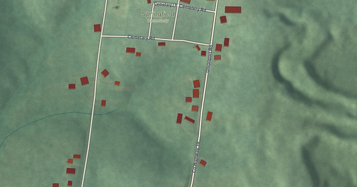 Map of East Springfield, Ohio in 2026