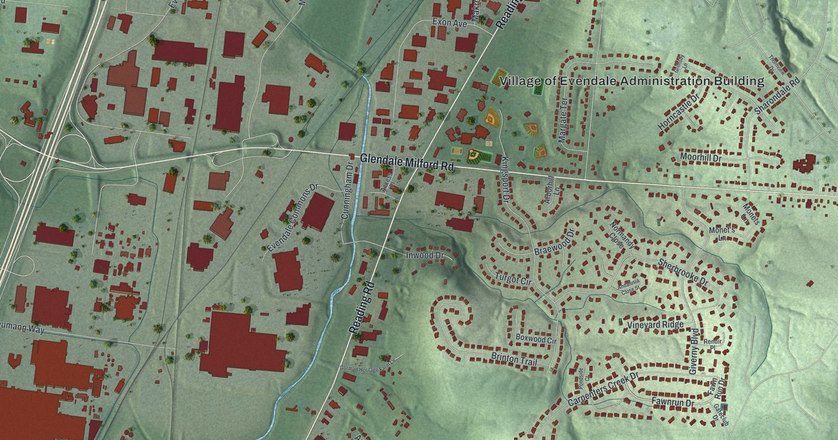Map of Evendale, Ohio in 2026