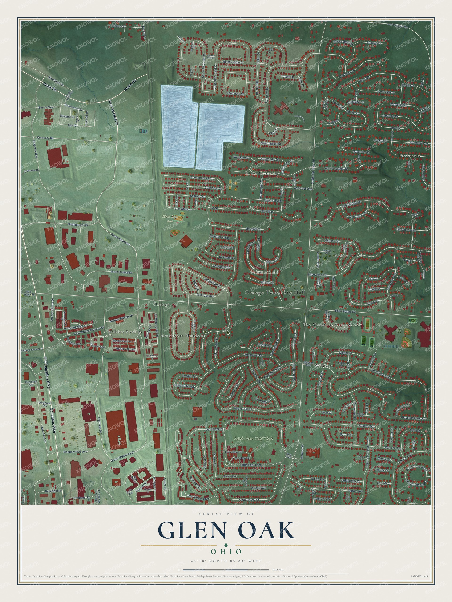 Watermarked full-map preview of Glen Oak, Ohio