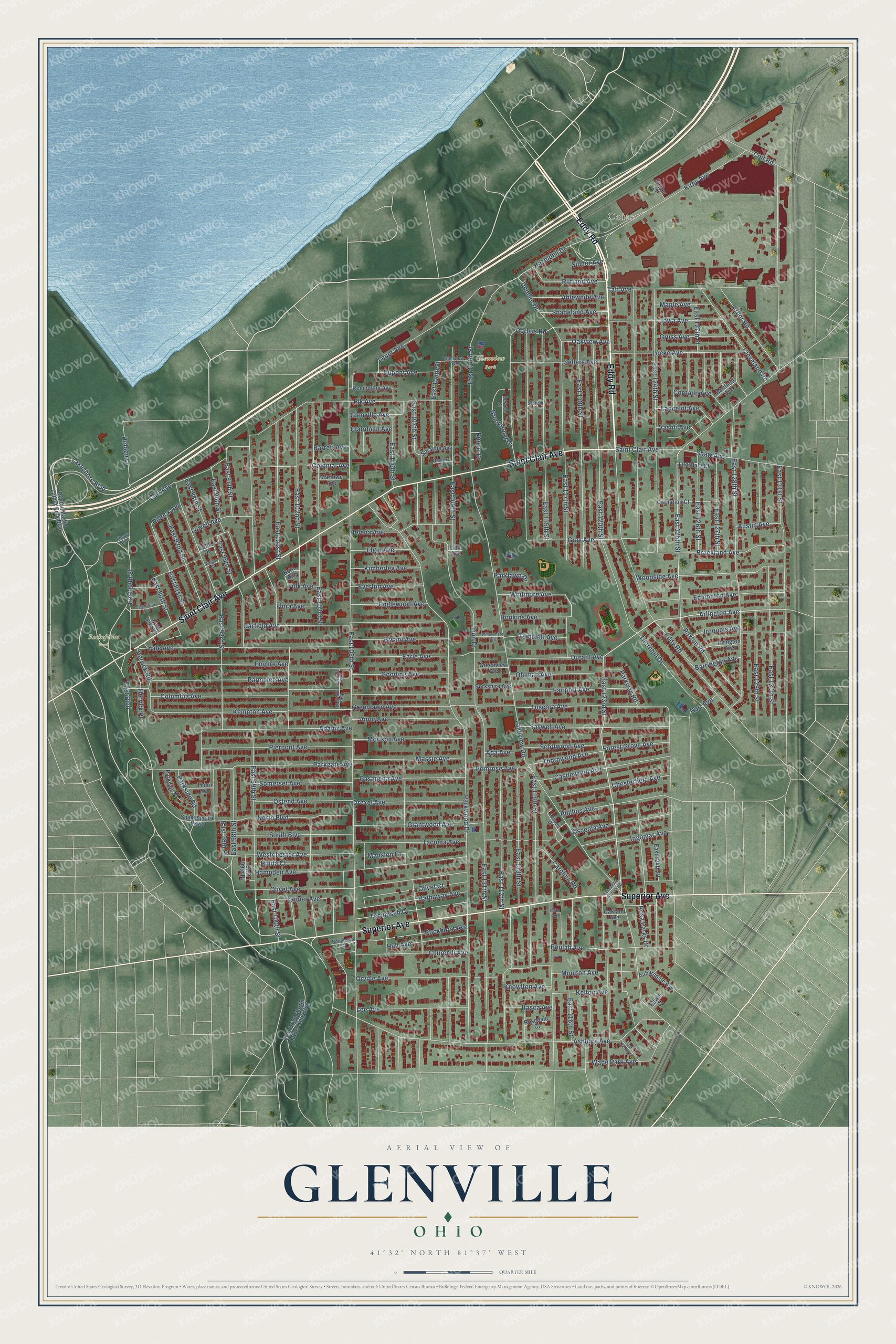 Watermarked full-map preview of Glenville, Ohio